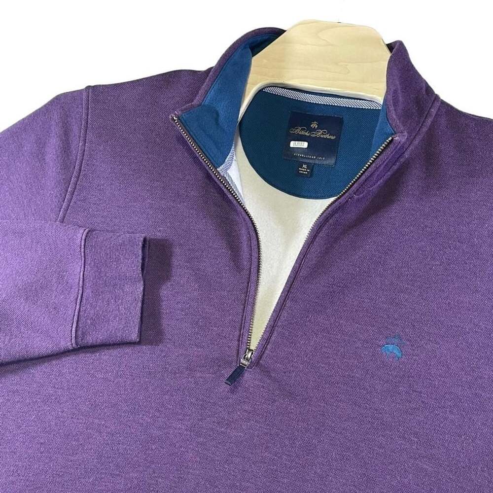Brooks Brothers Brushed French Terry Half-Zip Size XL Purple